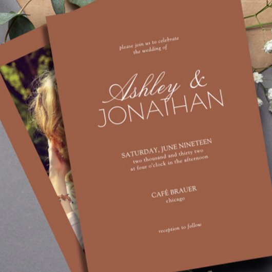 モダンタイポグラフィ中心の写結婚真 招待状