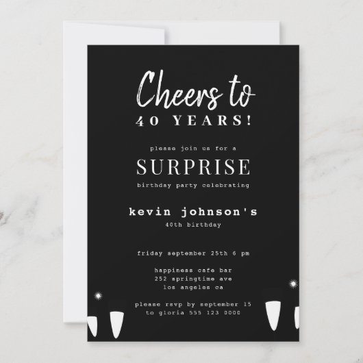 モダンタイポグラフィ任意の年齢の男性の誕生日パーティー 招待状 (正面)