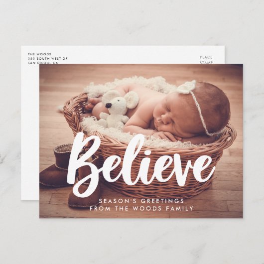 モダンタイポグラフィ信じ写真 ポストカード (正面/裏面)