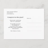 モダンタイポグラフィ光銀グリッター卒業 案内ポストカード (裏面)