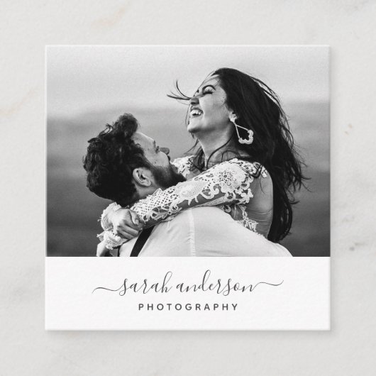 モダンタイポグラフィ写ミニマル真 スクエア名刺 (正面)