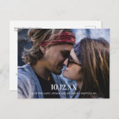 モダンタイポグラフィ写真の保存日付 案内ポストカード (正面/裏面)