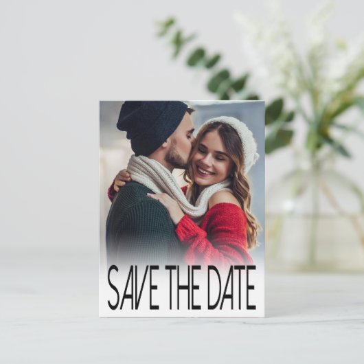 モダンタイポグラフィ写真の保存日付 案内ポストカード (スタンド正面)