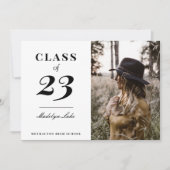 モダンタイポグラフィ写真の卒業発表 招待状 (正面)
