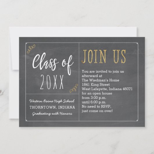 モダンタイポグラフィ写真の卒業発表 招待状 (裏面)