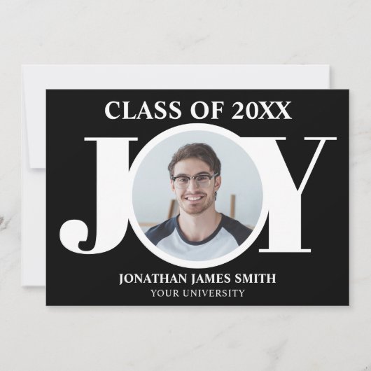 モダンタイポグラフィ写真の卒業発表 案内状 (正面)