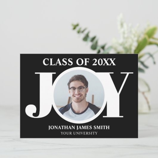 モダンタイポグラフィ写真の卒業発表 案内状 (スタンド正面)