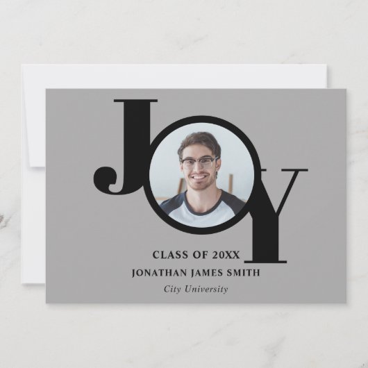 モダンタイポグラフィ写真の卒業発表 案内状 (正面)