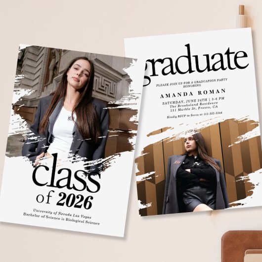 モダンタイポグラフィ写真の卒業 招待状