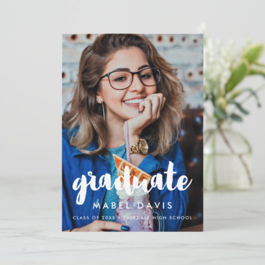 モダンタイポグラフィ写真の卒業 案内状 (スタンド正面)