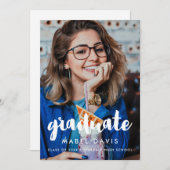 モダンタイポグラフィ写真の卒業 案内状 (正面/裏面)