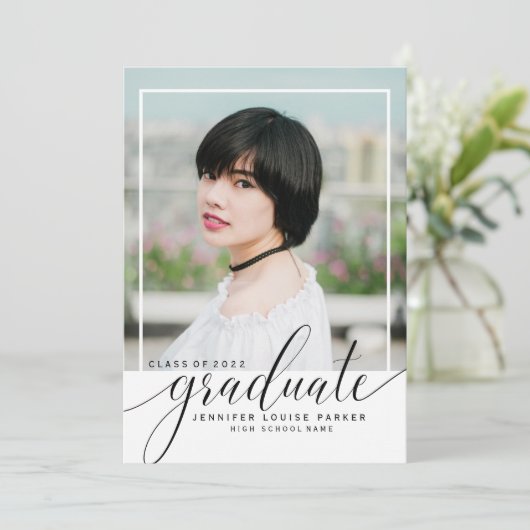 モダンタイポグラフィ写真の卒業 案内状 (スタンド正面)