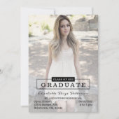 モダンタイポグラフィ写真の卒業 |黒 招待状 (正面)