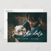 モダンタイポグラフィ写真の日付を保存 案内ポストカード (正面/裏面)