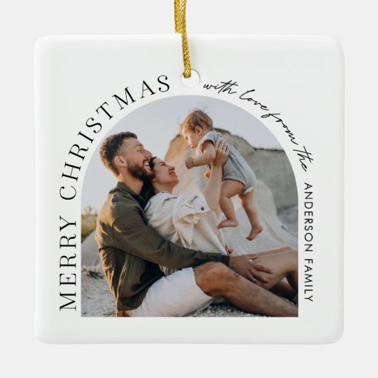 モダンタイポグラフィ写真アーチ セラミックオーナメント (正面)