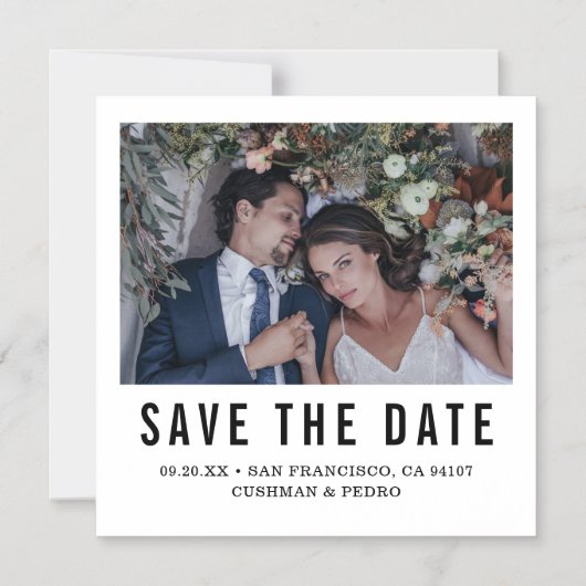 モダンタイポグラフィ写真ウェディング日付の保存 マグネット招待状 (正面)