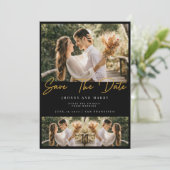 モダンタイポグラフィ写真ウェディング日付の保存 招待状 (スタンド正面)