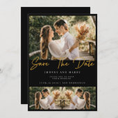 モダンタイポグラフィ写真ウェディング日付の保存 招待状 (正面/裏面)