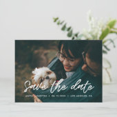 モダンタイポグラフィ写真カードの日付を保存 案内状 (スタンド正面)