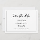 モダンタイポグラフィ写真カードの日付を保存 案内状 (裏面)