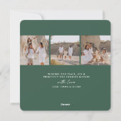 モダンタイポグラフィ写真コラージュ緑のクリスマス シーズンカード (裏面)