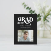 モダンタイポグラフィ写真シンプル卒業発表 案内ポストカード (スタンド正面)