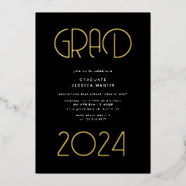 モダンタイポグラフィ写真卒業会 箔招待状