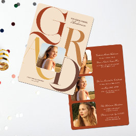 モダンタイポグラフィ写真卒業 招待状