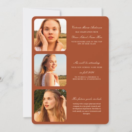 モダンタイポグラフィ写真卒業 案内状 (裏面)