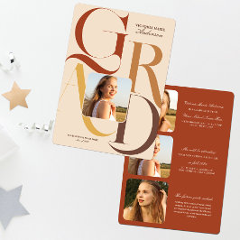 モダンタイポグラフィ写真卒業 案内状