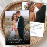 モダンタイポグラフィ写真結婚のサンキューカード サンキューカード<br><div class="desc">ボホモダンシック書道スクリプ結婚トの2枚の写真サンキューカード。手スタイリッシュ結婚感謝していレタリングのタイポグラフィで文字「ありがとう」と正面にフル垂直の写真を特集したsのテンプレートは、写真上の白いオーバーレイで尾のフォントスクリプトをスワップしますお洒落。新郎新婦の名前の間の小さな可愛い愛のハートモチーフ。2枚の写真が入った両面カード。簡単にあなたの名前とメッセージ感謝していをパーソナライズする。ノートもしを手書きしたい場合は、サンプル文字を削除して宇宙を増やす。おもしし救済まは合わせ品連絡が欲しい！</div>