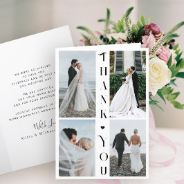 モダンタイポグラフィ写真結婚コラージュ感謝していユー サンキューカード