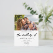 モダンタイポグラフィ写真結婚式招待状 ポストカード (スタンド正面)