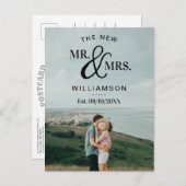 モダンタイポグラフィ写結婚真の発表 シーズンポストカード (正面/裏面)