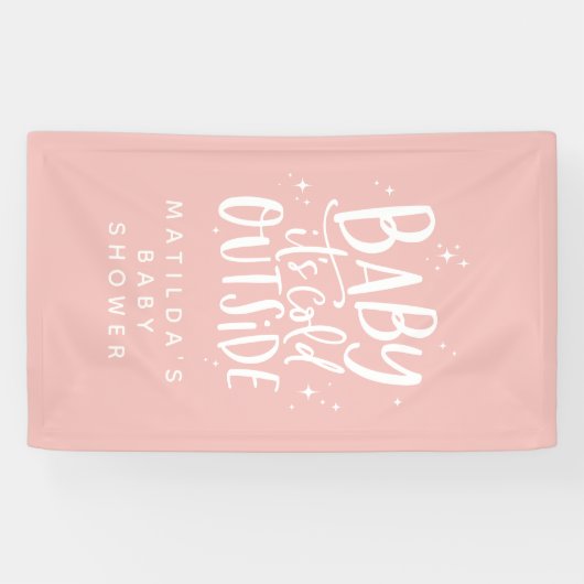 モダンタイポグラフィ冬のベビーシャワーパーティー 横断幕 (横)