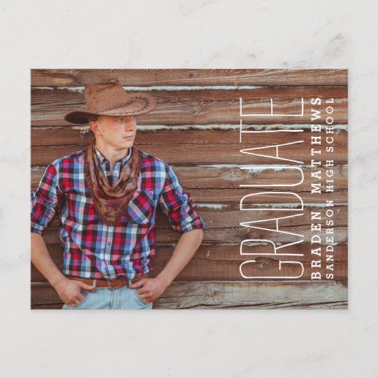 モダンタイポグラフィ卒業党招待状 インビテーションポストカード (正面)