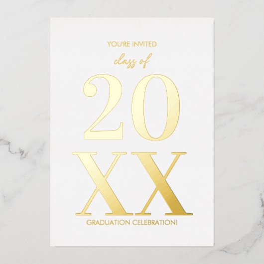 モダンタイポグラフィ卒業党招待状 箔招待状 (正面)