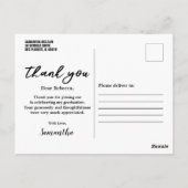 モダンタイポグラフィ卒業写真ありがとう ポストカード (裏面)