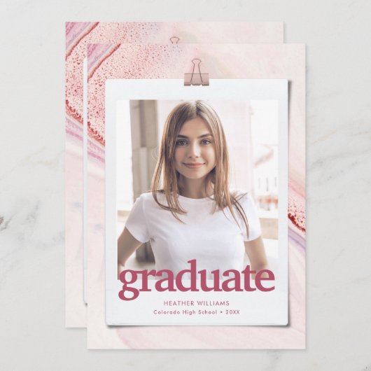 モダンタイポグラフィ卒業 招待状 (正面/裏面)