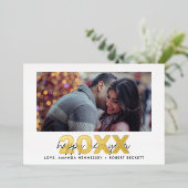 モダンタイポグラフィ台本の新年の写真実在 箔シーズンカード (立ち正面)