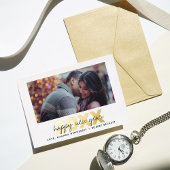 モダンタイポグラフィ台本の新年の写真実在 箔シーズンカード