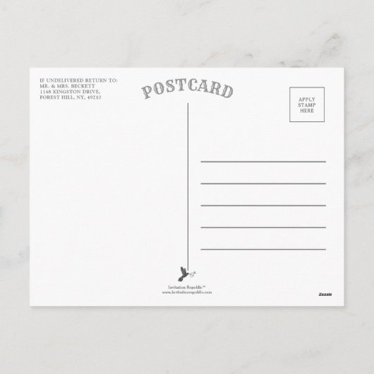 モダンタイポグラフィ台本の新年の写真 シーズンポストカード (裏面)