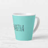 モダンタイポグラフィ名ブルーグリーン カフェラテマグ (右アングル)