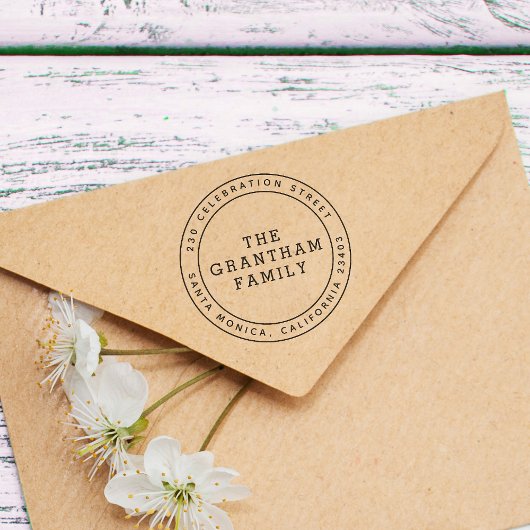 モダンタイポグラフィ名前をカスタムするラウンド差出人住所 セルフインキングスタンプ