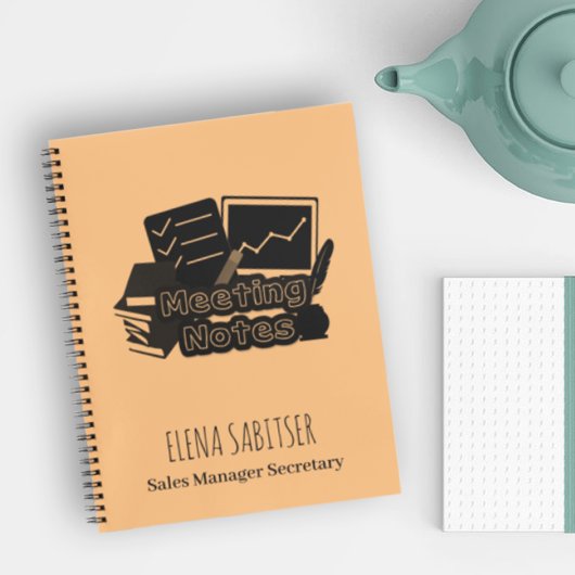 モダンタイポグラフィ名前をカスタムする会議ノート ノートブック