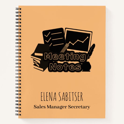 モダンタイポグラフィ名前をカスタムする会議ノート ノートブック (正面)