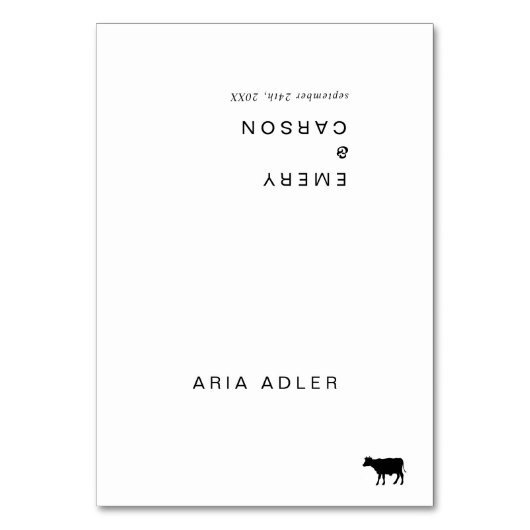 モダンタイポグラフィ名牛結婚肉座席表 テーブルナンバー (正面)