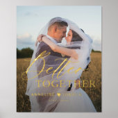 モダンタイポグラフィ名結婚の写真金ゴールド 箔ポスター (正面)