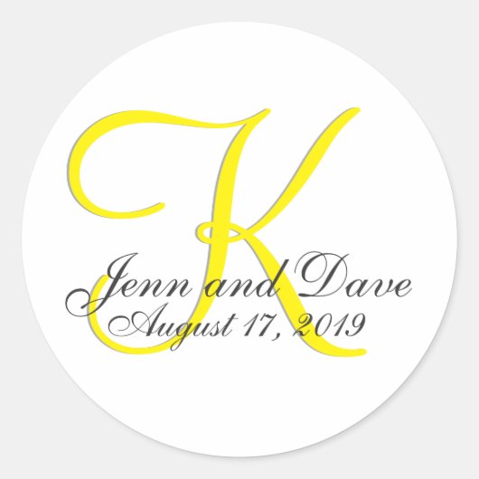 モダンタイポグラフィ基本モノグラム3D結婚式の引き出物 ラウンドシール (正面)