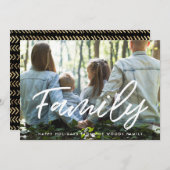 モダンタイポグラフィ家族の写真クリスマス シーズンカード (正面/裏面)